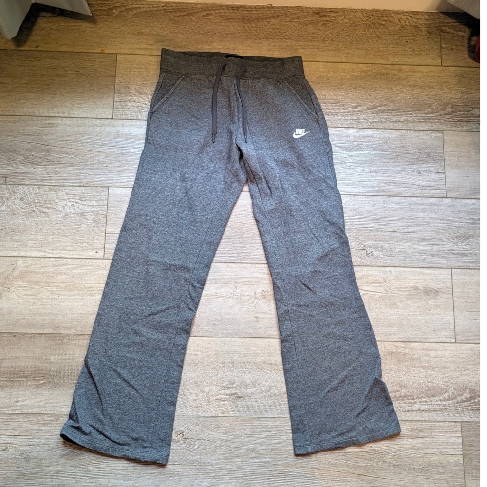 Nike Womens Gray Wide Leg Sweatpants Drawstring Lounge Pants Small